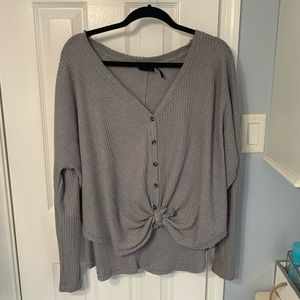Urban Outfitters Long Sleeve Slouch Tee in grey/purple.